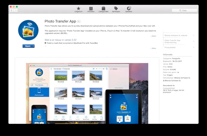 Met Photo Transfer App stuur je draadloos afbeeldingen van en naar je iPhone.