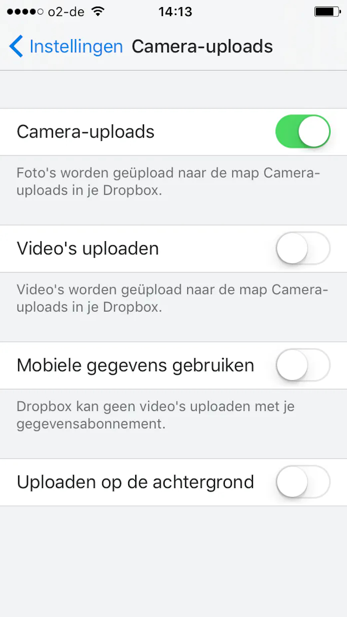 Laat Dropbox automatisch foto's naar je Dropbox-schijf kopiëren.