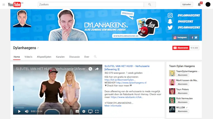 De vlog van Dylan Haegens is één van de populairste Nederlandse vlogs op YouTube.