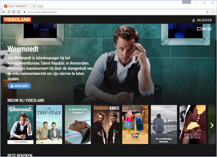 Videoland heeft de kenmerkende interface van Netflix in grote lijnen gekopieerd.