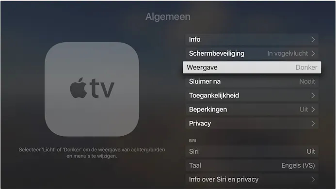 De donkere modus inschakelen op je Apple TV.