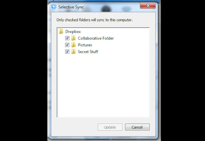 Met Selective Sync kun je aangeven welke mappen je met je pc wil synchroniseren, en vooral welke niet.