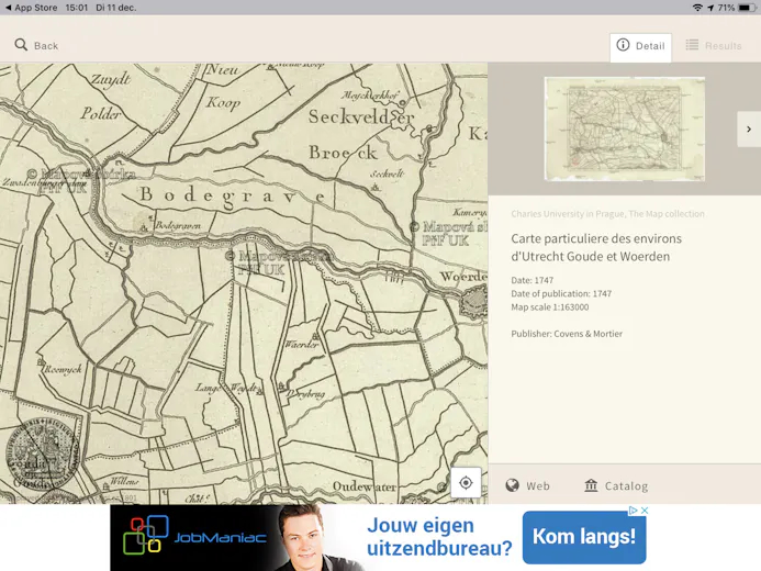 Tip 12 Old Maps Online laat je historische kaarten van je actuele locatie bestuderen.
