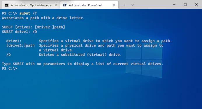 Windows bevat ook nog allerlei opdrachtregelcommando’s (hier via een PowerShell-console in Windows Terminal).