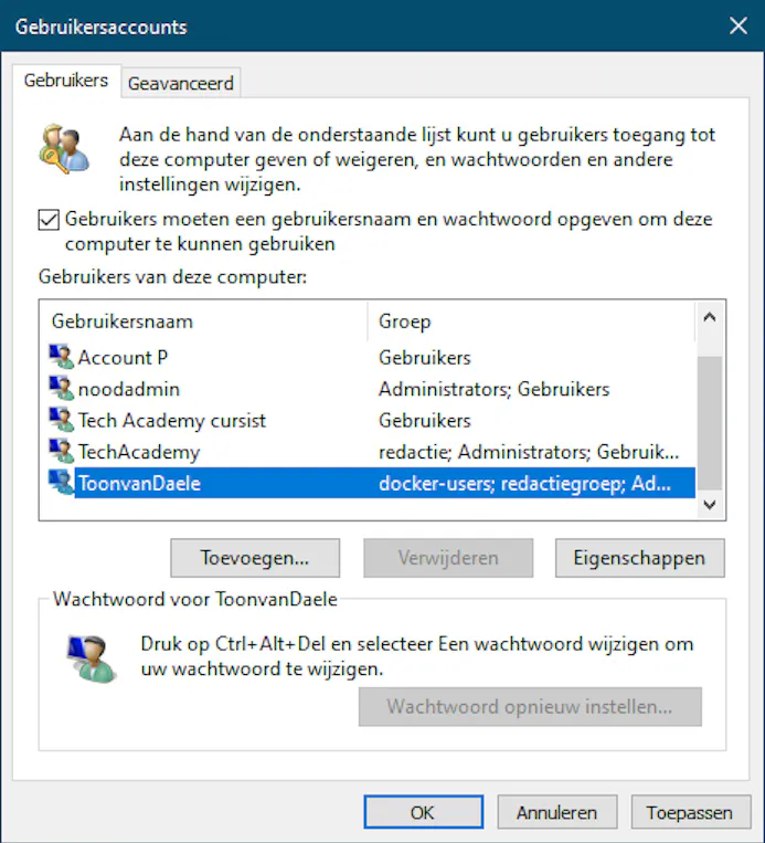 Als je dat zo instelt, start Windows automatisch door met een geselecteerd gebruikersaccount.