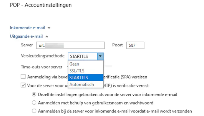 Bij STARTTLS kunnen SMTP-client en -server over de TLS-versleuteling onderhandelen.