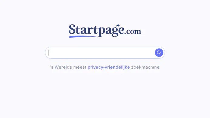 De homepage van Startpage is net zo simpel als die van Google.