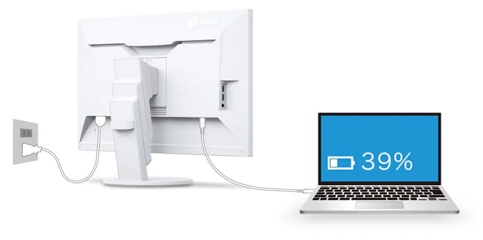 Dankzij usb-c kun je met één kabel je laptop op een beeldscherm aansluiten en opladen.