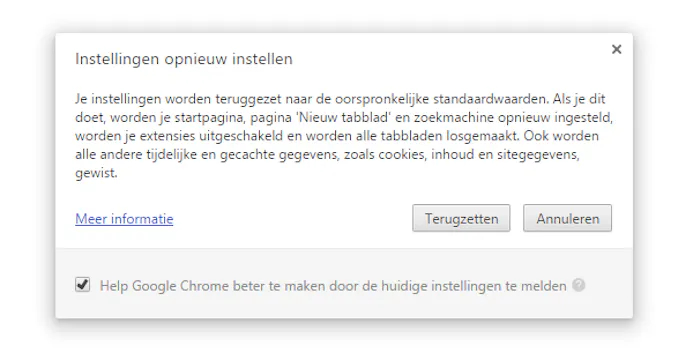 Instellingen Google Chrome
