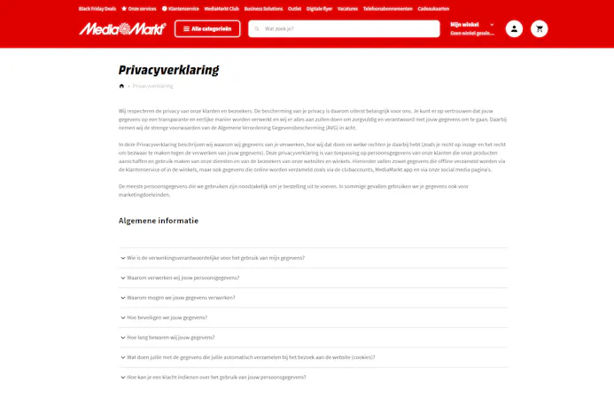 Privacyvoorwaarden webshop