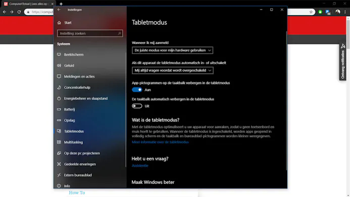 Windows 10 tabletmodus