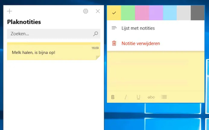 Kies uit diverse kleuren Sticky Notes in Windows 10