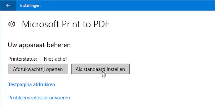 Doe eens gek en stel een PDF-printer als standaard in