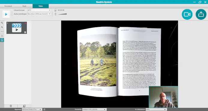 Het is ook mogelijk de scanner met webcambeeld te gebruiken in een online sessie.
