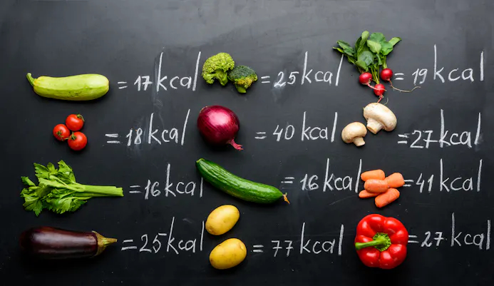 Calorieën in verschillende soorten groenten.