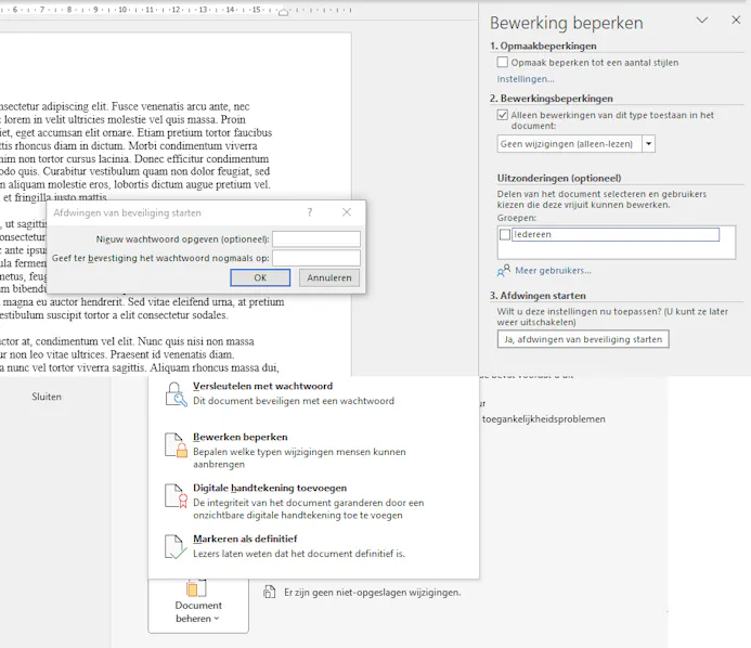 Wachtwoord in Word