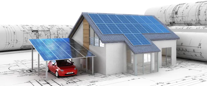 Illustratie van huis met zonnepanelen