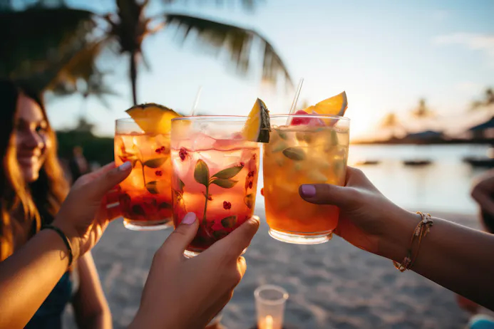 Drankje doen op een tropisch strand