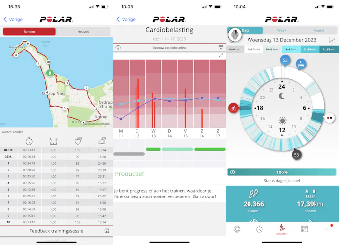 De Polar Flow-app biedt veel informatie van trainingen en gezondheid.