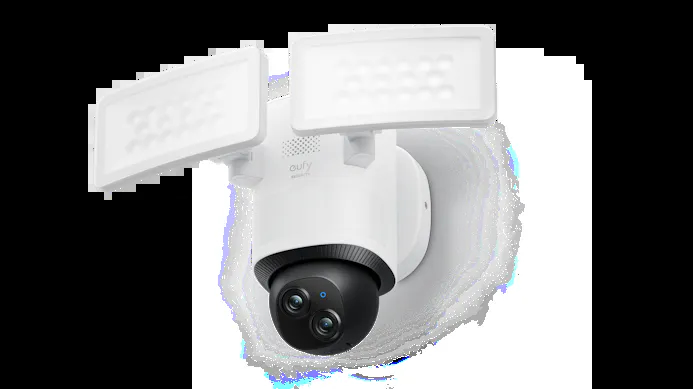 Witte bewakingscamera met twee ledlampen