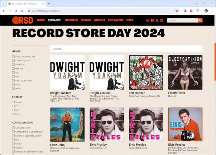 Website van Record Store Day Nederland