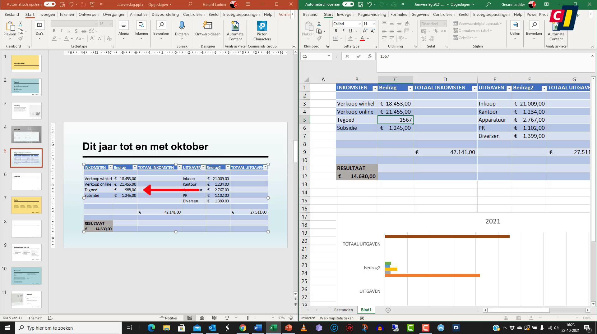 PowerPoint: Excelgegevens gebruiken