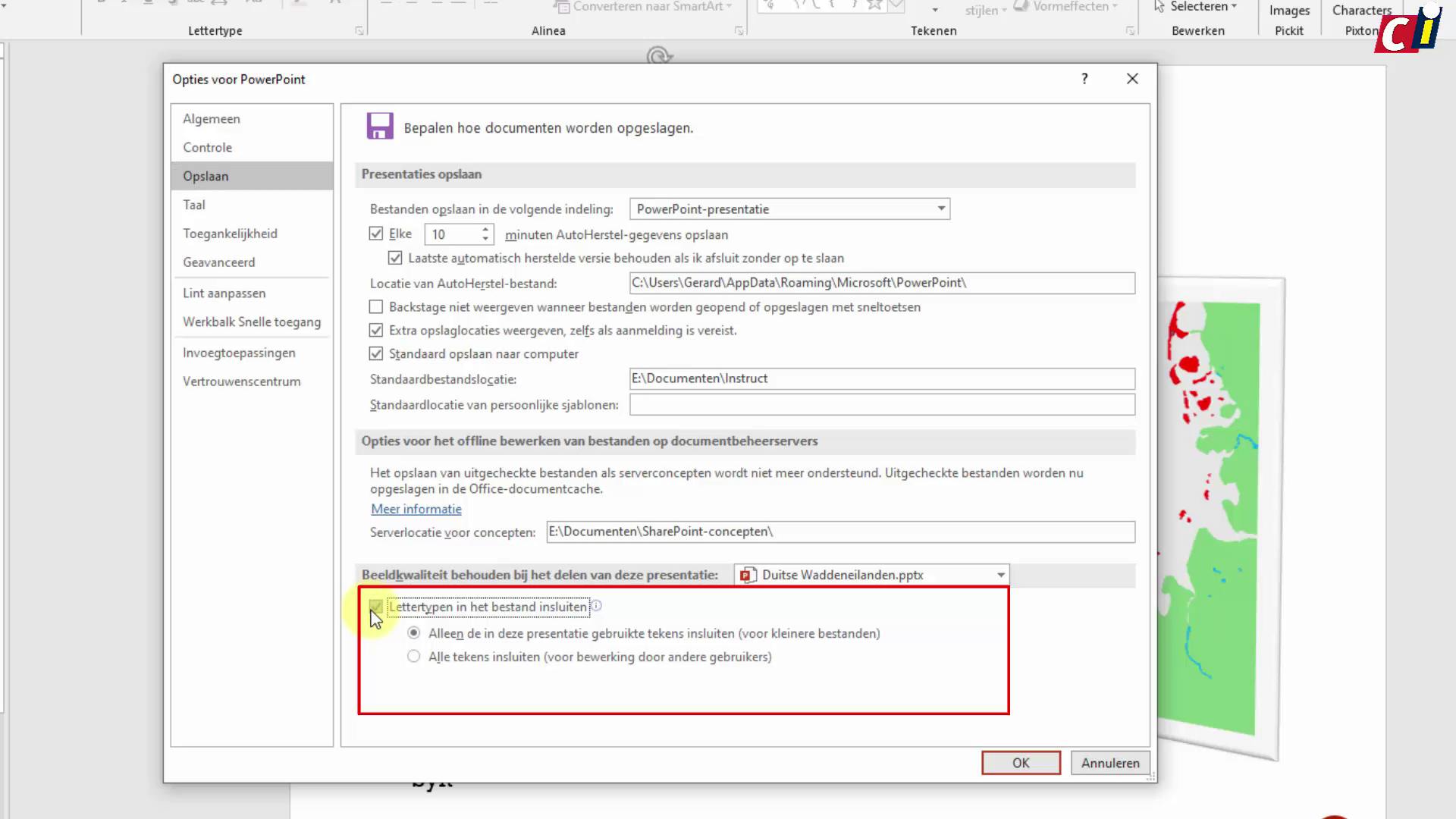 Office - lettertypen insluiten