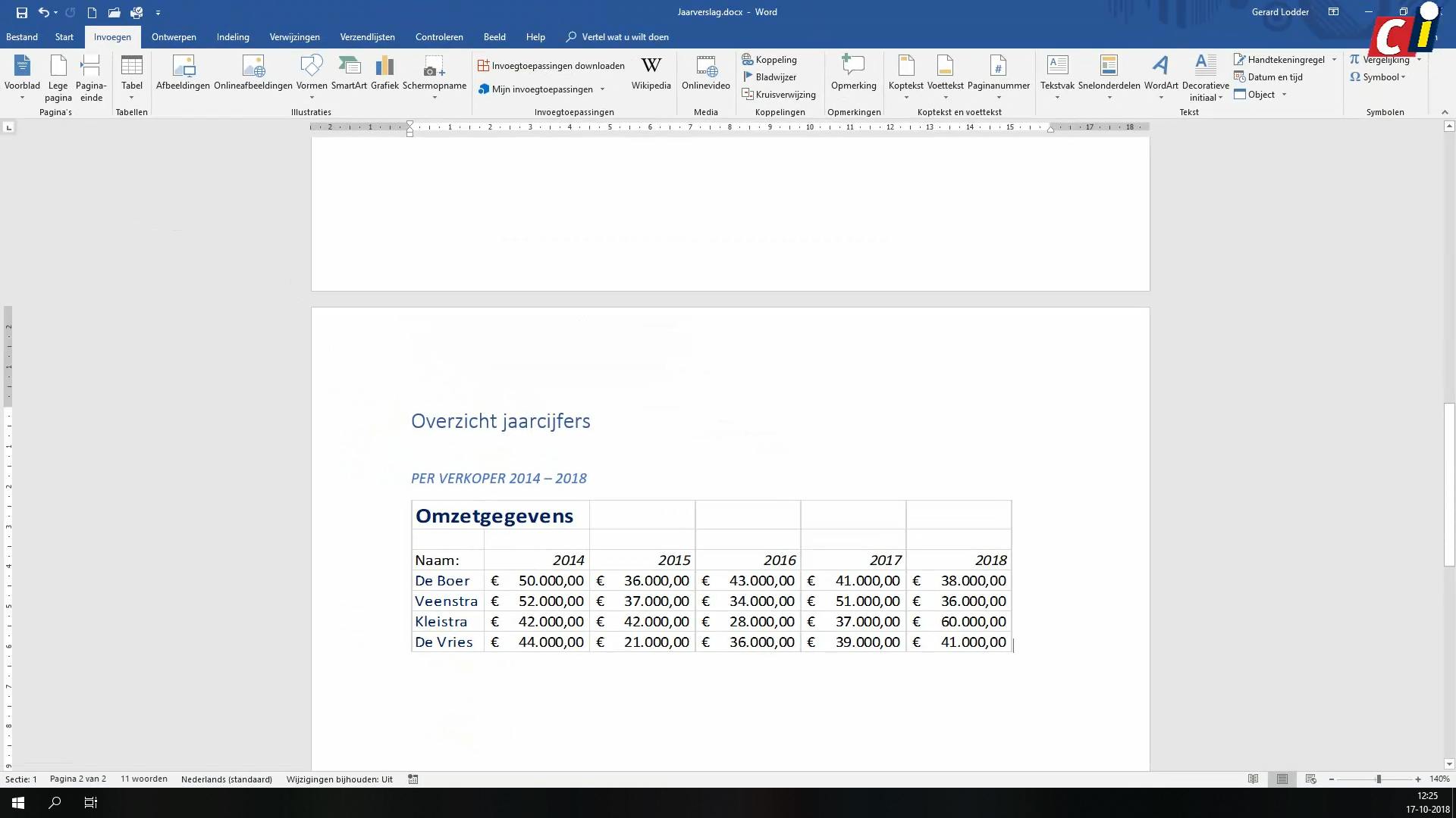 Word: Excel-blad insluiten