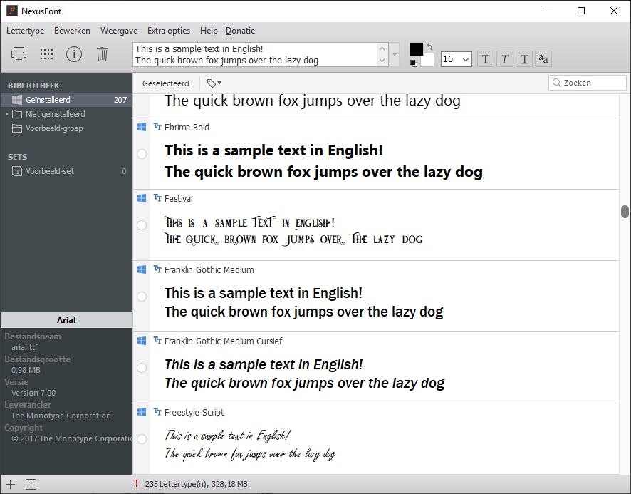 Nexusfont - Beheer eenvoudig grote collecties lettertypen