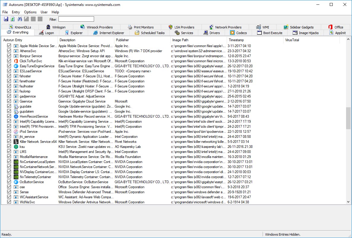 Autoruns - Alles wat tegelijk met Windows opstart