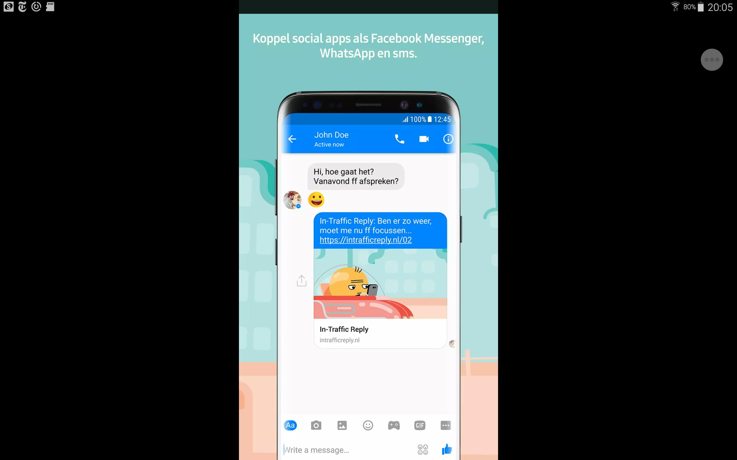 In Traffic Reply - Niet appen maar sturen