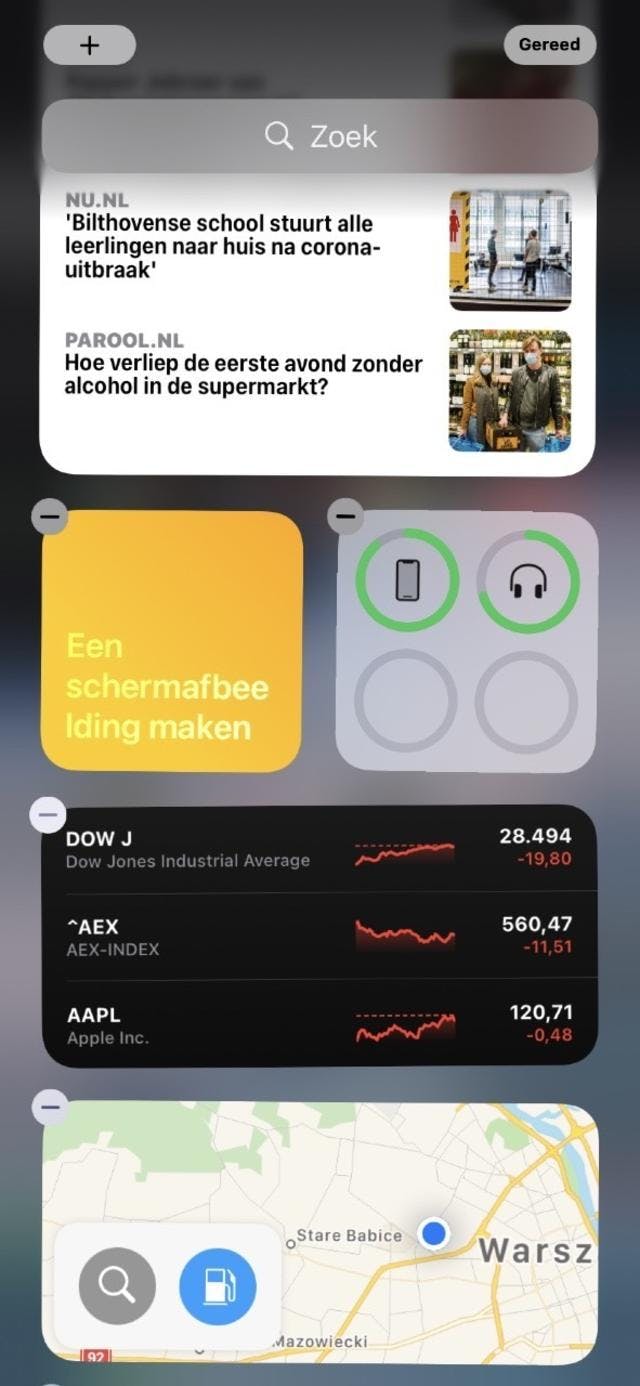 Zo verhuis je een widget naar het thuisscherm.