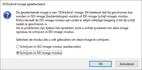 02 Selecteer het DD-image-formaat wanneer je Proxmox vanaf een geheugenstick wilt installeren.