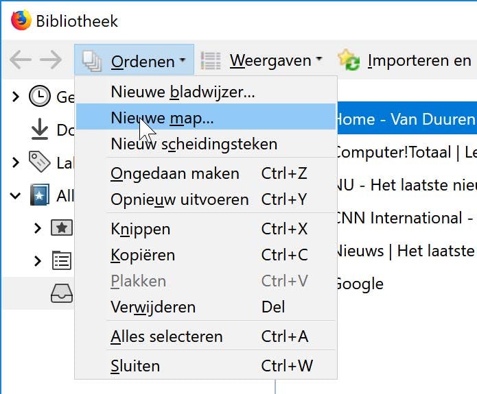 Zo maak je een map voor je Favorieten in Firefox