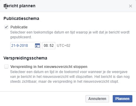 Tip 01 Geef aan wanneer je het bericht wilt publiceren.