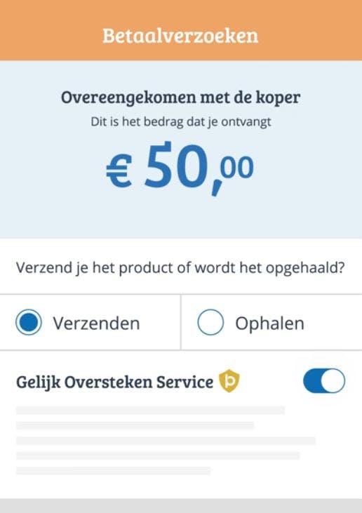 Bepaal bij het betaalverzoek dat je gebruik wilt maken van de Gelijk Oversteken Service.