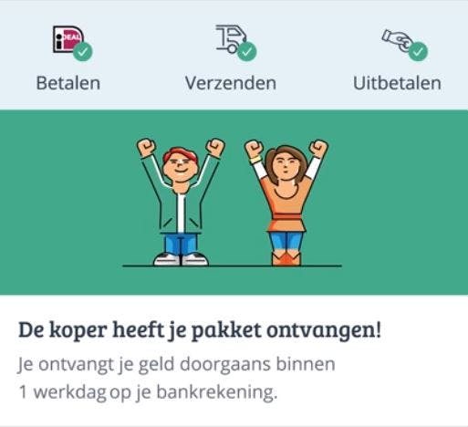 Als de koper uw pakket heeft ontvangen, ontvangt u het afgesproken bedrag.
