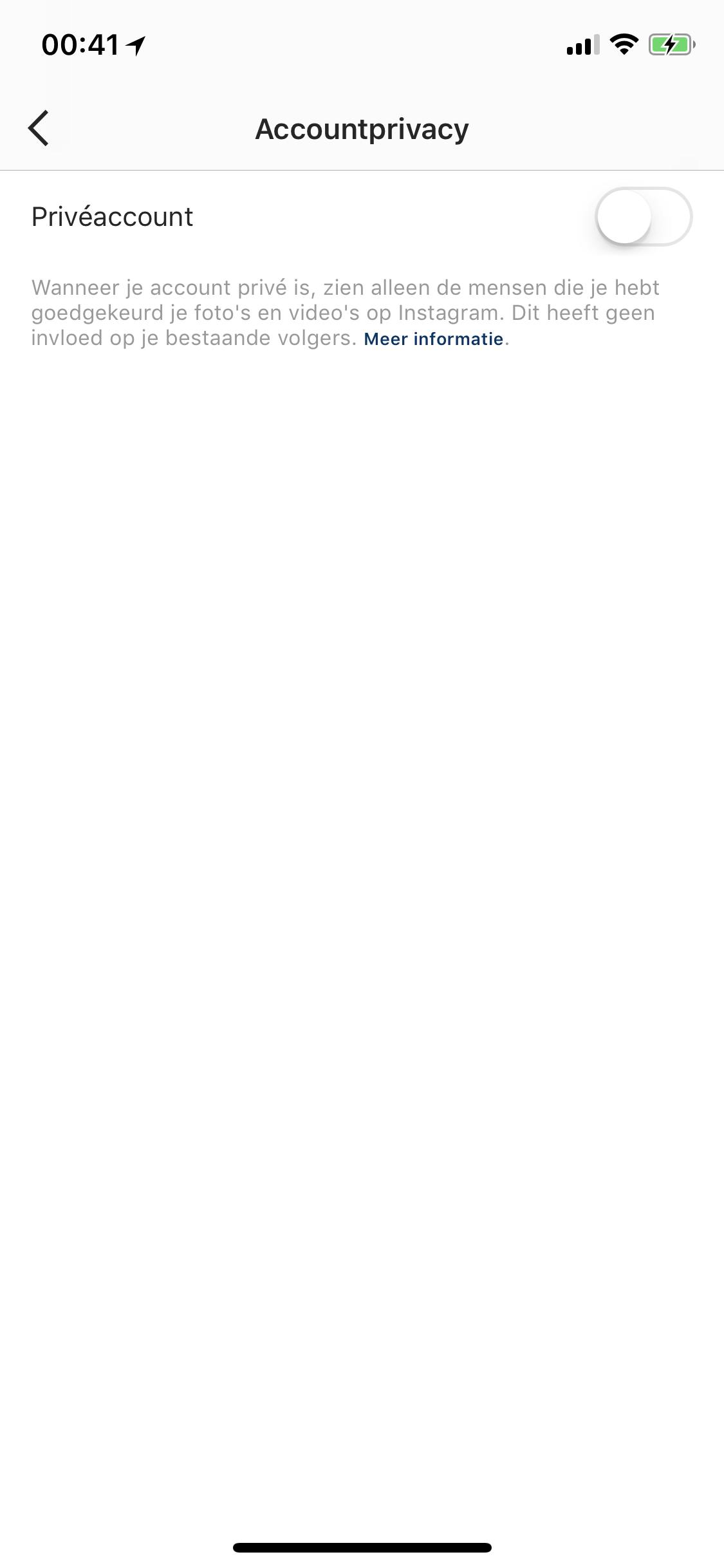 Tip 10 In het menu Opties kun je je account eenvoudig op privé zetten.