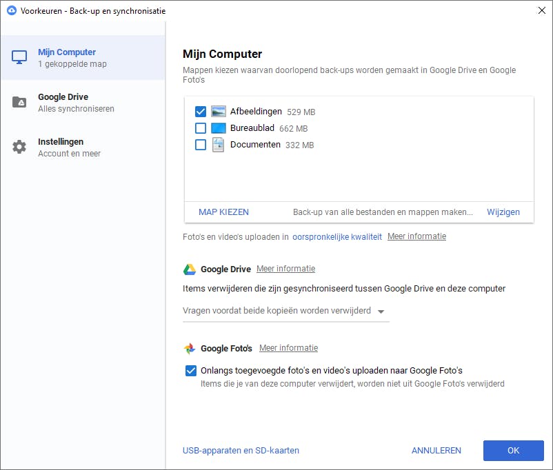 Tip 08 In de Back-up en synchronisatietool kun je de dubbele upload instellen.
