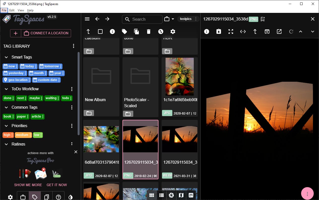 De reeds aanwezige tags zijn verdeeld in categorieën.