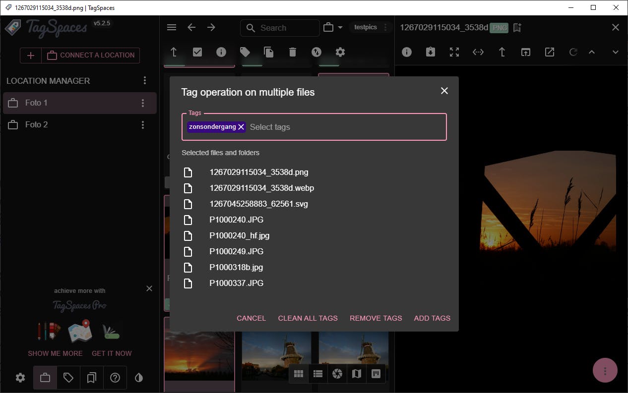 We kunnen tags aan meerdere bestanden tegelijk toevoegen.