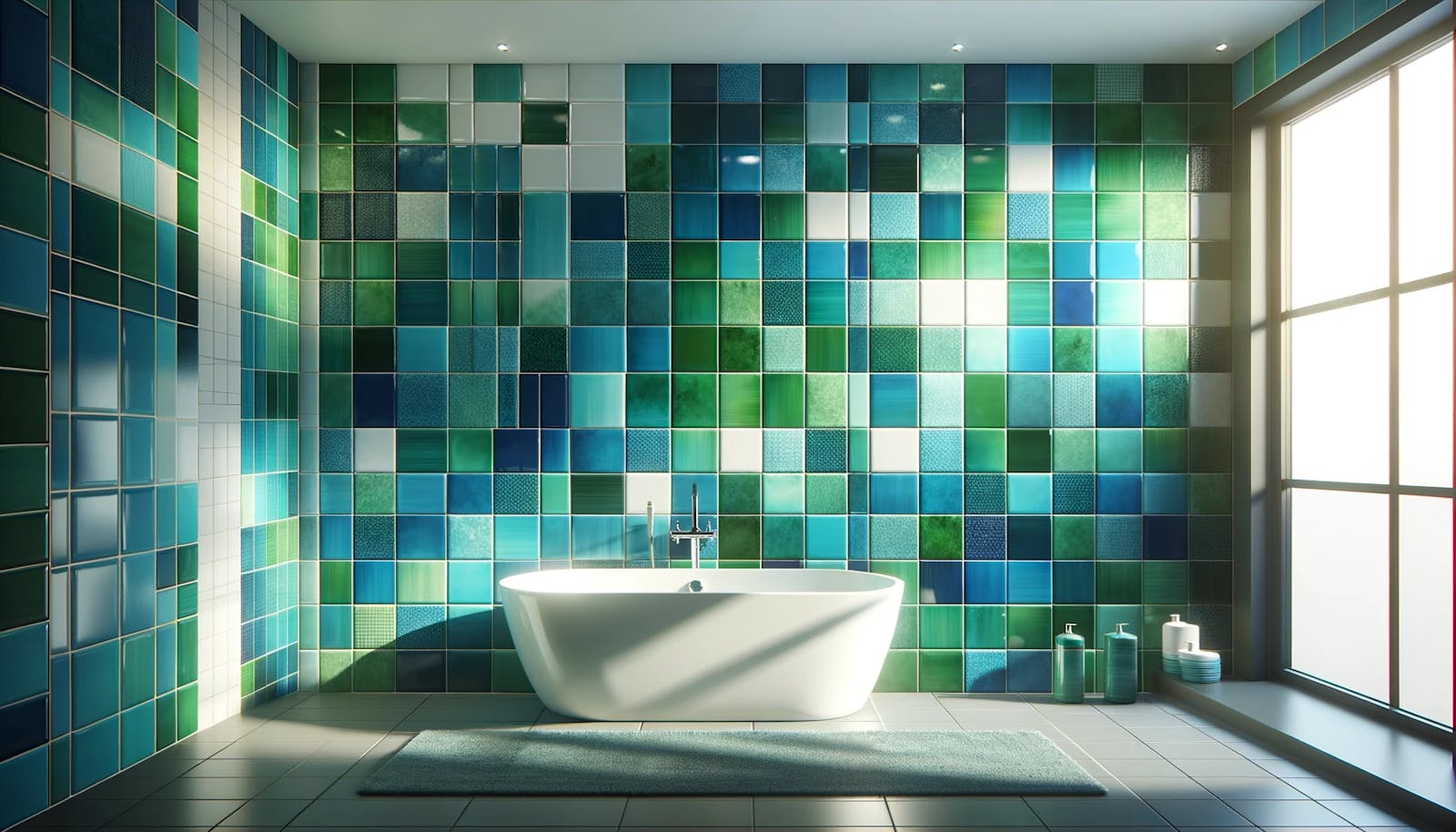 Kleurrijk betegelde badkamer