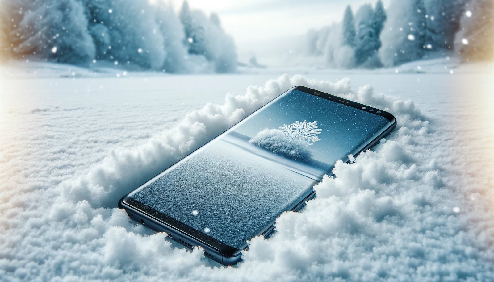 Smartphone in de sneeuw