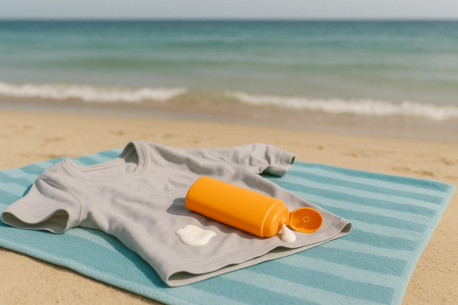 Zonnebrandcreme op T-shirt