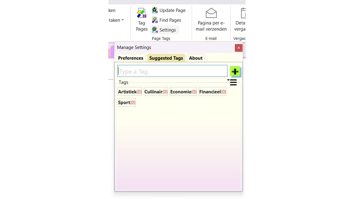 Het is zelfs mogelijk om volledige pagina's te taggen.