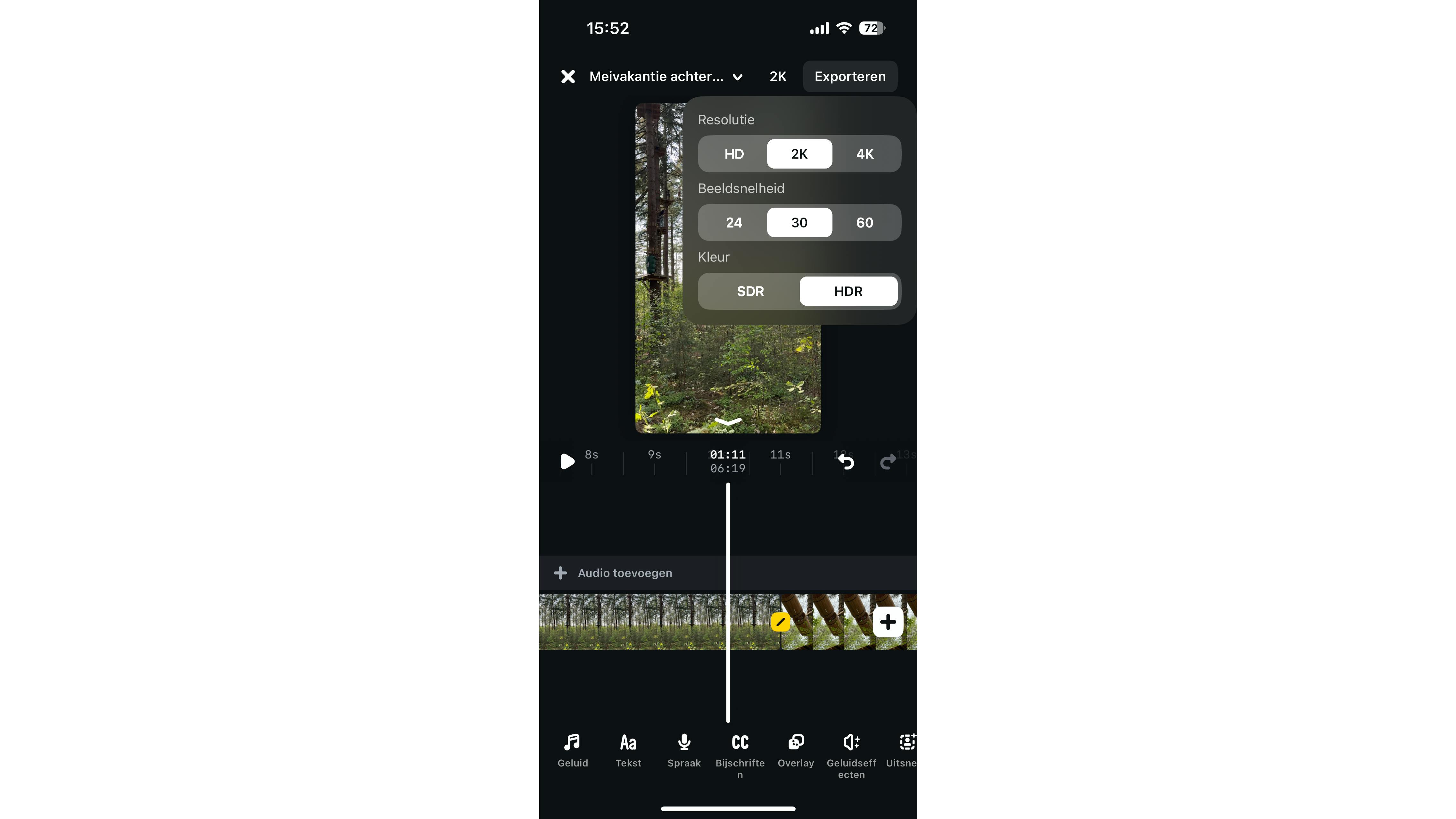 Kies in welke resolutie je de film wilt opslaan.