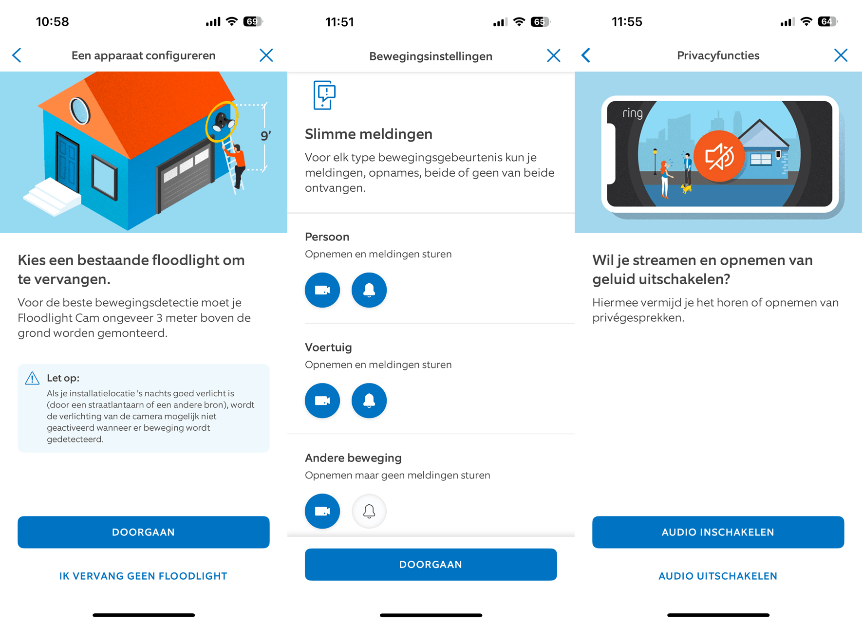 Ring Floodlight Cam Pro (2e gen) configureren in Ring-app