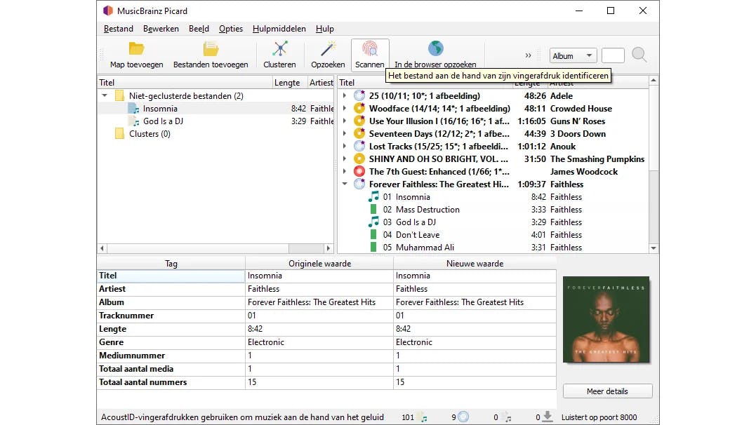 Via de handige scanfunctie kun je je muziekcollectie razendsnel taggen.
