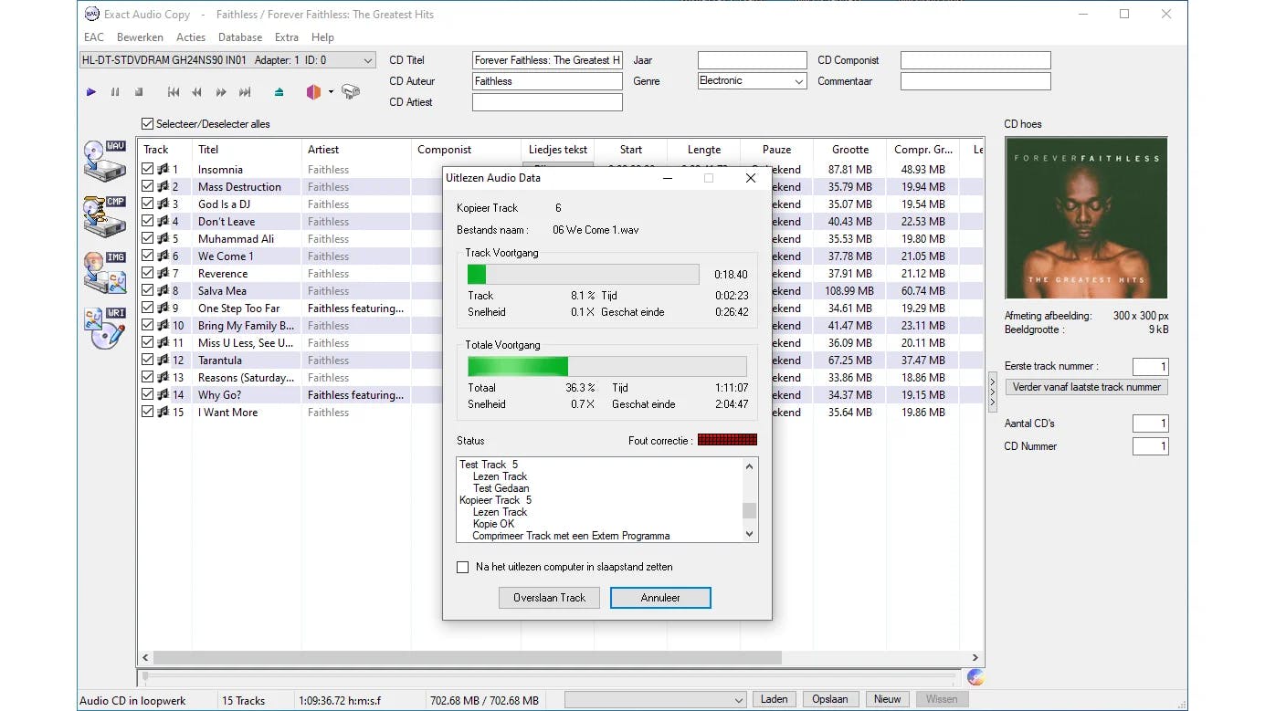 Loop gerust even weg van het systeem, want het ripproces kan even duren.