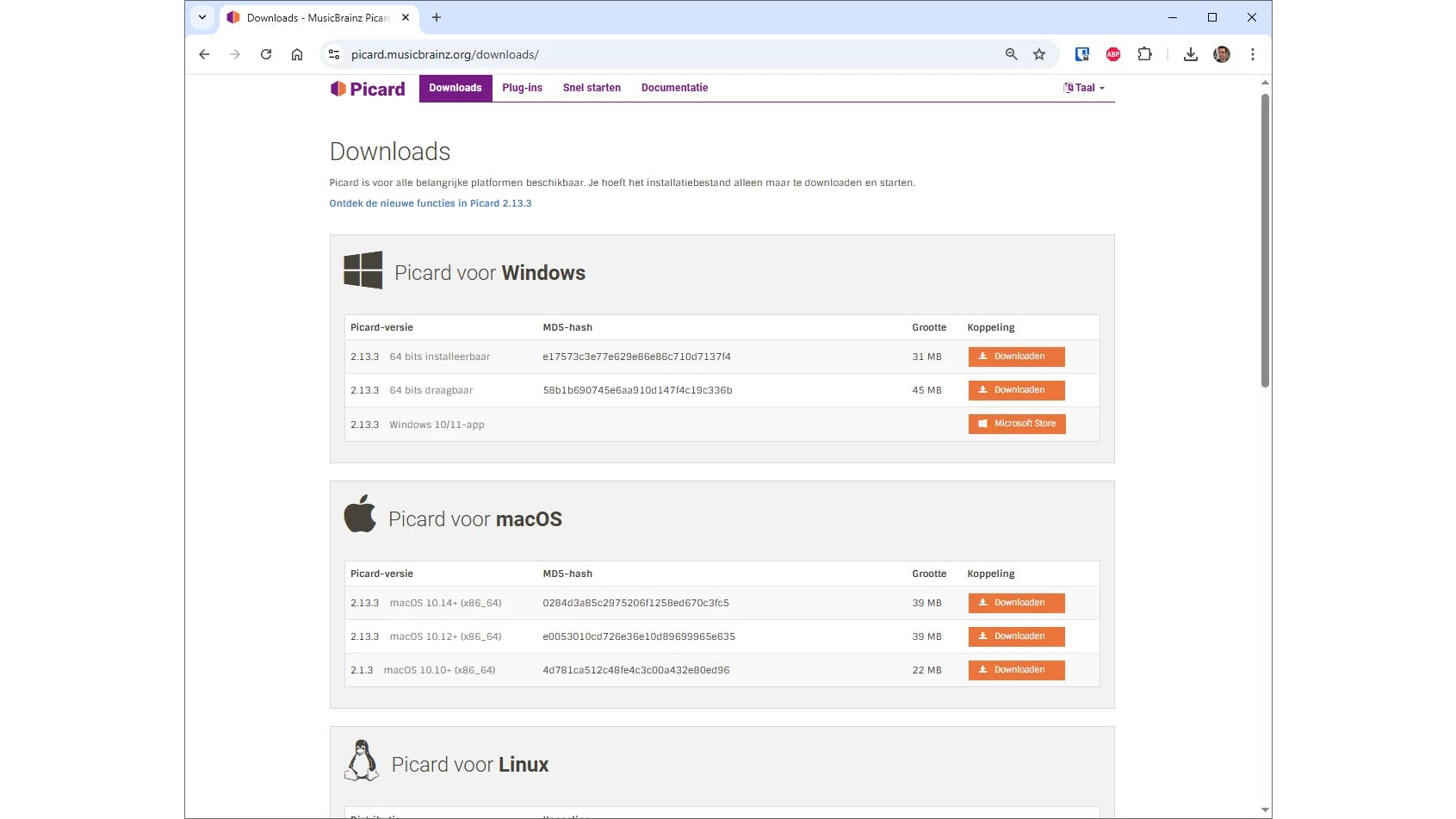 MusicBrainz Picard is voor alle bekende besturingssystemen beschikbaar.